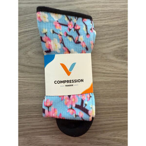 Women's Viasox Cherry Blossom Compression Socks One Size Blue Pink